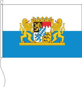 Flagge Bayern weiß-blau mit Wappen und Löwen 80 x 120 cm Marinflag